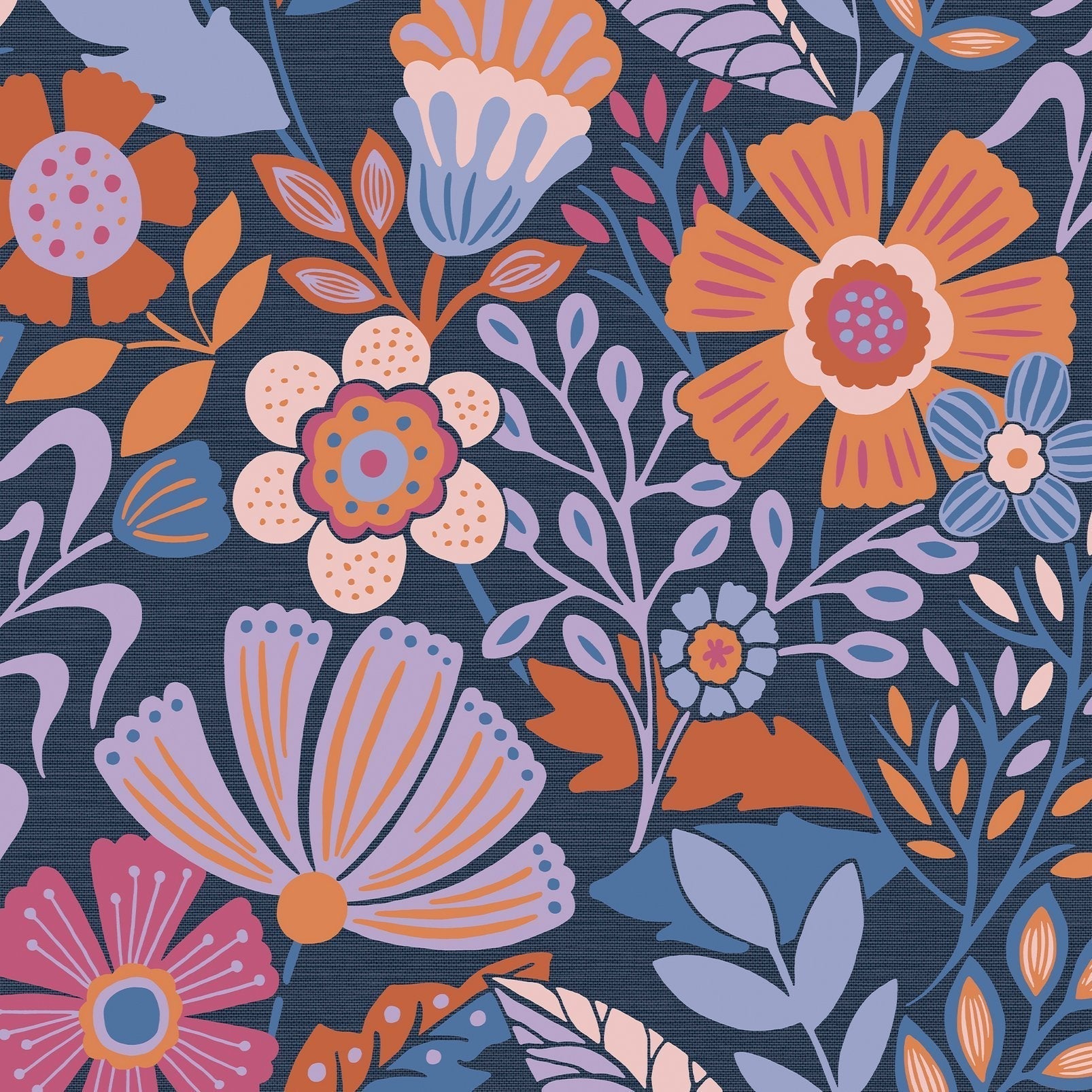 Oopsy Daisy Wallpaper - Blue Lilac Tangerine - Envy - 122373 - Premier Wallcovering