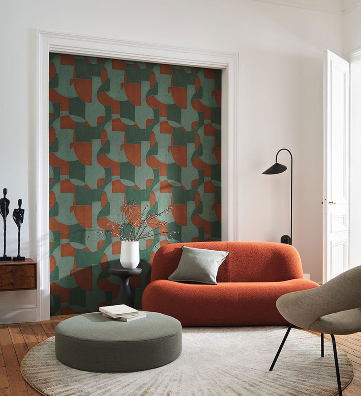 Op'art Gallery Wallpaper - Vert And Cuivre - Casadeco - 86097503 - Premier Wallcovering