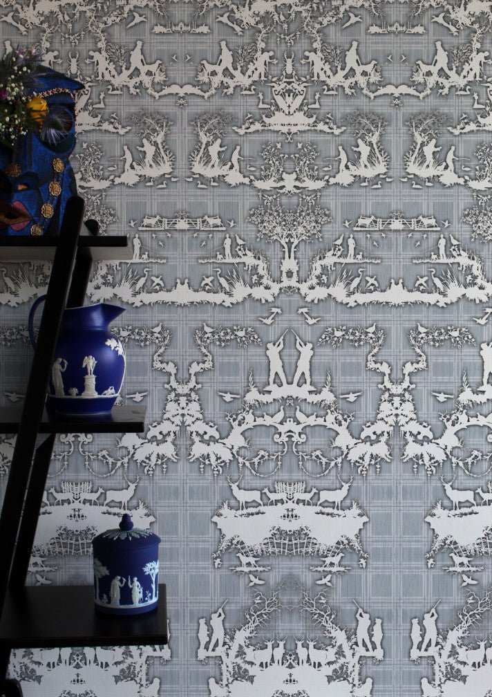 Open Season Wallpaper - Blue - Timorous Beasties - TB/OPSE/MICA/03 - Premier Wallcovering