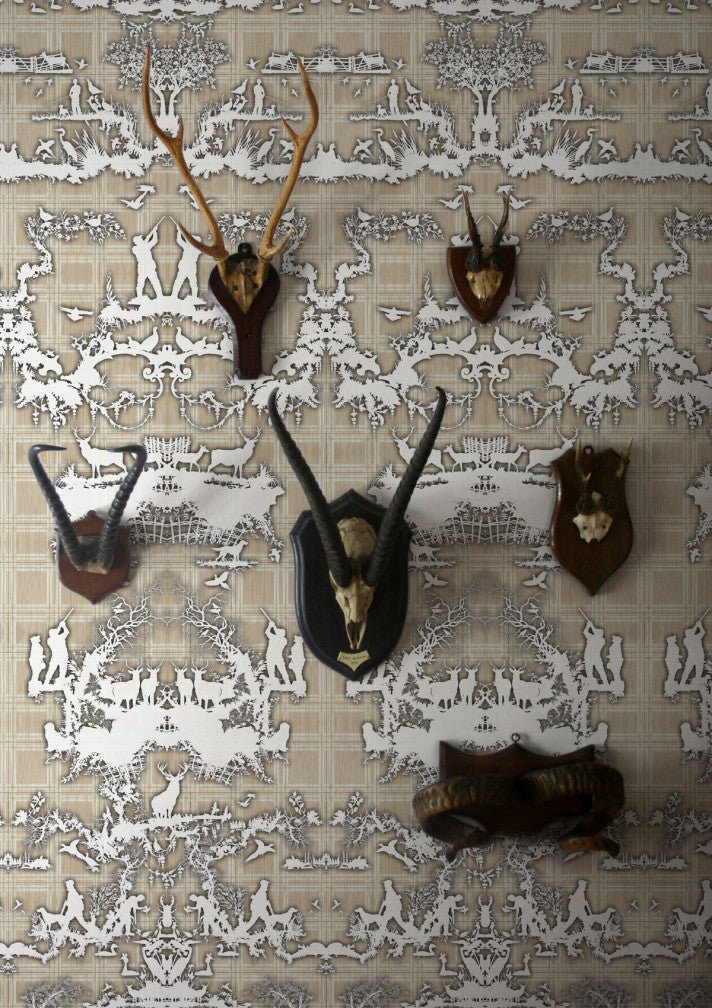 Open Season Wallpaper - Beige - Timorous Beasties - TB/OPSE/MICA/01 - Premier Wallcovering
