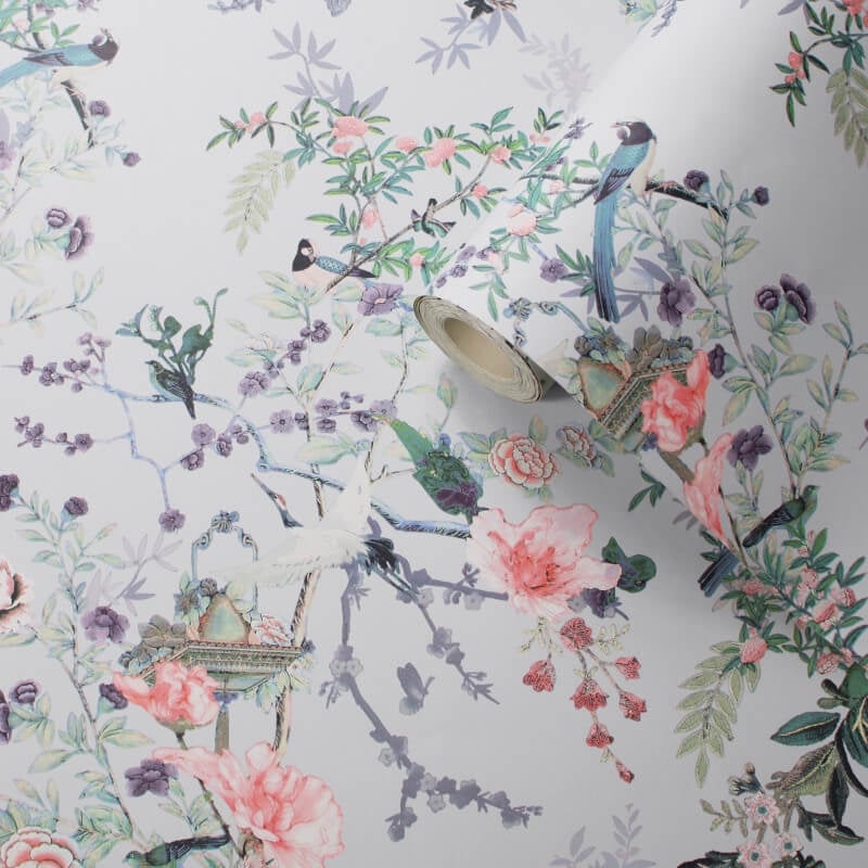 Ophelia Floral Wallpaper - Grey - Lipsy London - 144082 - Premier Wallcovering