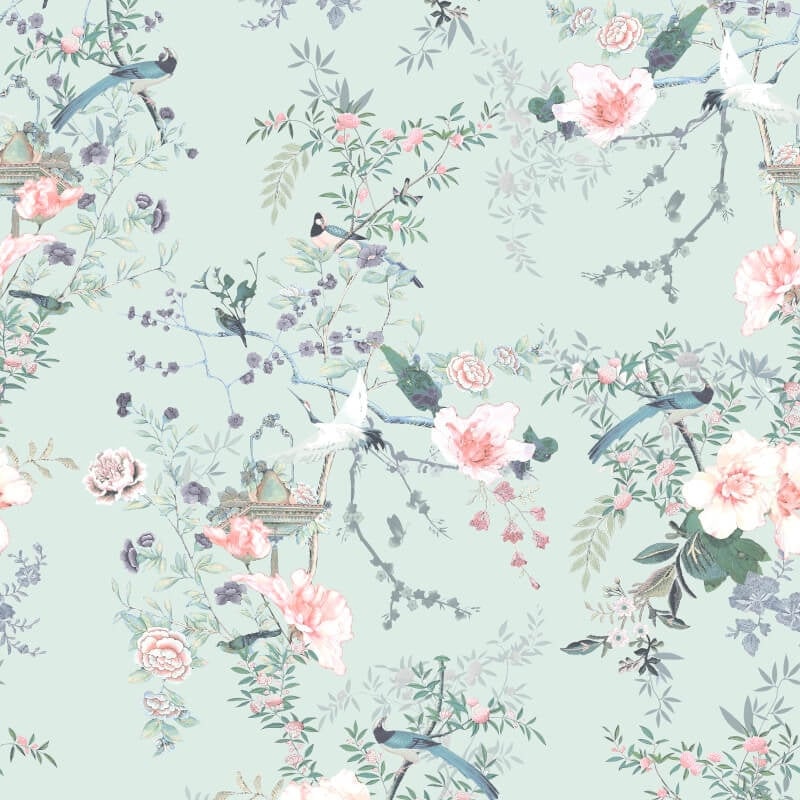 Ophelia Floral Wallpaper - Duck Egg - Lipsy London - 144081 - Premier Wallcovering