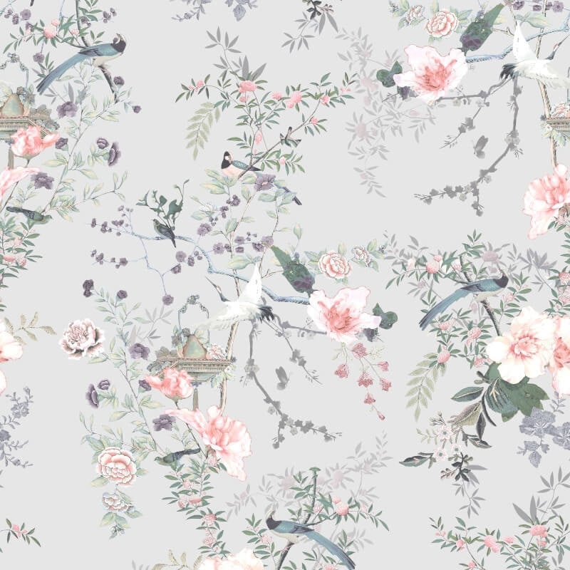 Ophelia Floral Wallpaper - Grey - Lipsy London - 144082 - Premier Wallcovering