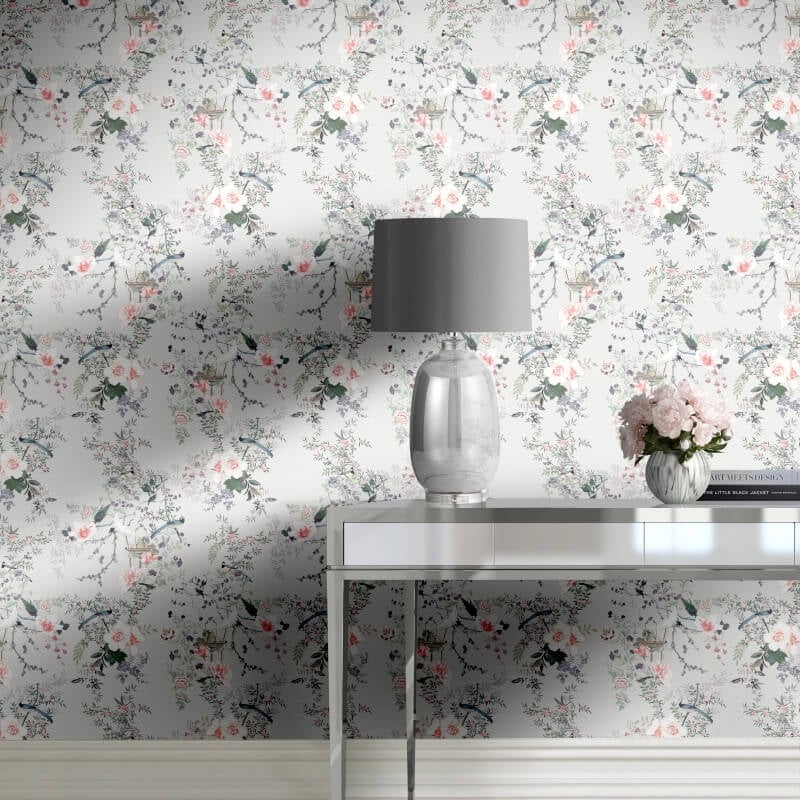Ophelia Floral Wallpaper - Grey - Lipsy London - 144082 - Premier Wallcovering