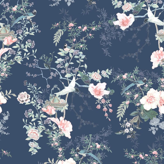 Ophelia Floral Wallpaper - Navy Blue - Lipsy London - 144080 - Premier Wallcovering