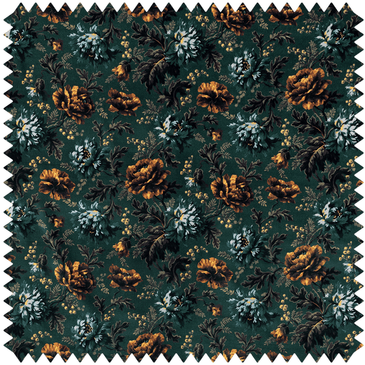 Opia Organic Velvet Fabric - Petrol - House of Hackney - 1-FA-OPI-OV-PET-XXX-XXX - Premier Wallcovering