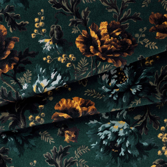 Opia Organic Velvet Fabric - Petrol - House of Hackney - 1-FA-OPI-OV-PET-XXX-XXX - Premier Wallcovering