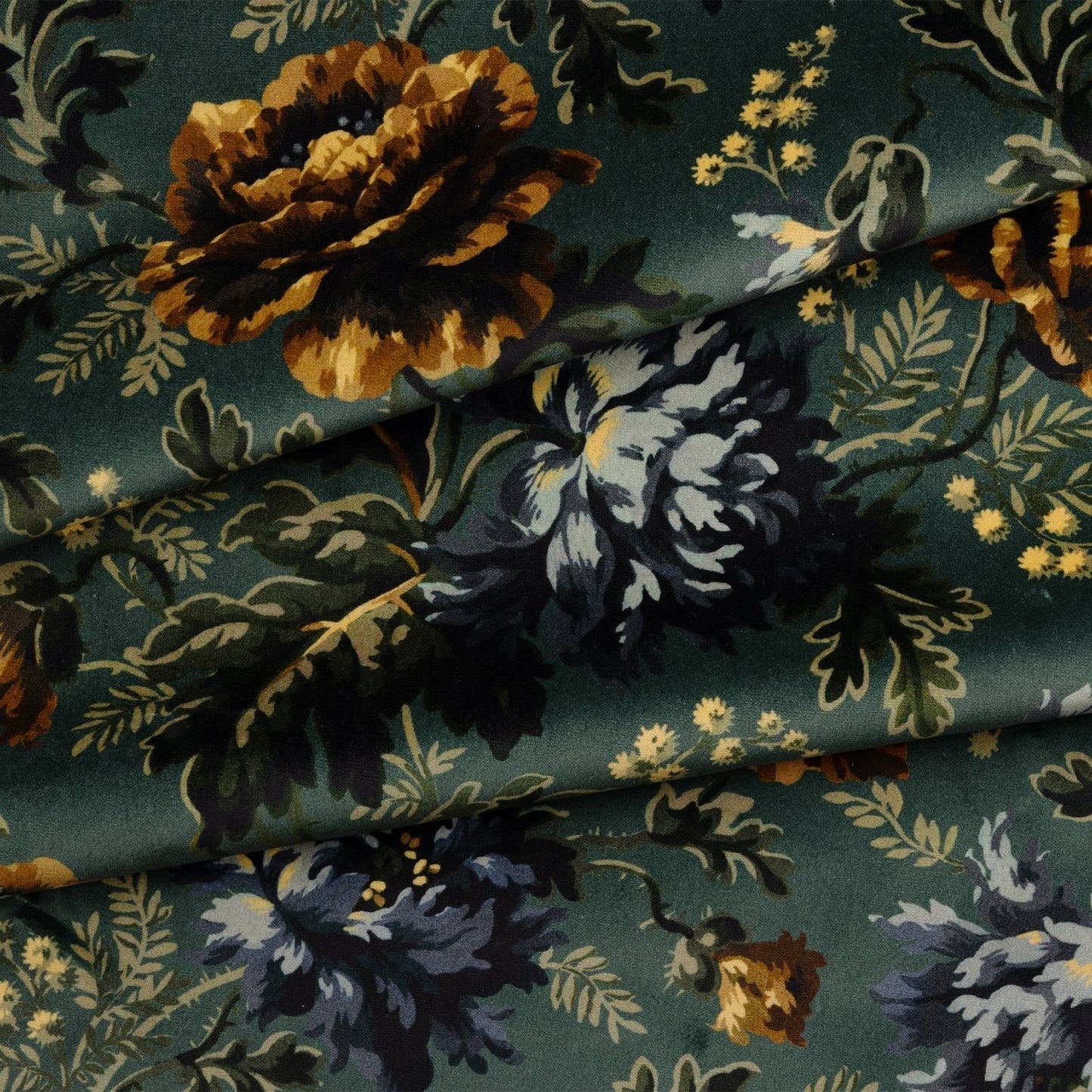 Opia Velvet Fabric -  Petrol - House of Hackney - 1-FA-OPI-VE-PET-XXX-XXX - Premier Wallcovering