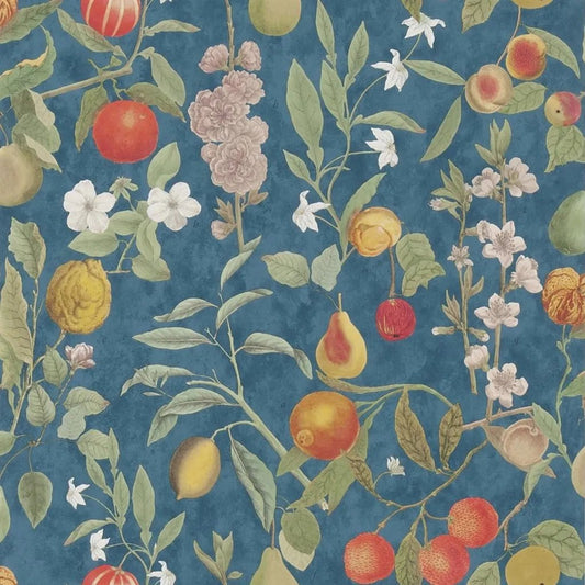 Orchard Fruits Wallpaper - Indigo - John Derian - PJD6018/03 - Premier Wallcovering