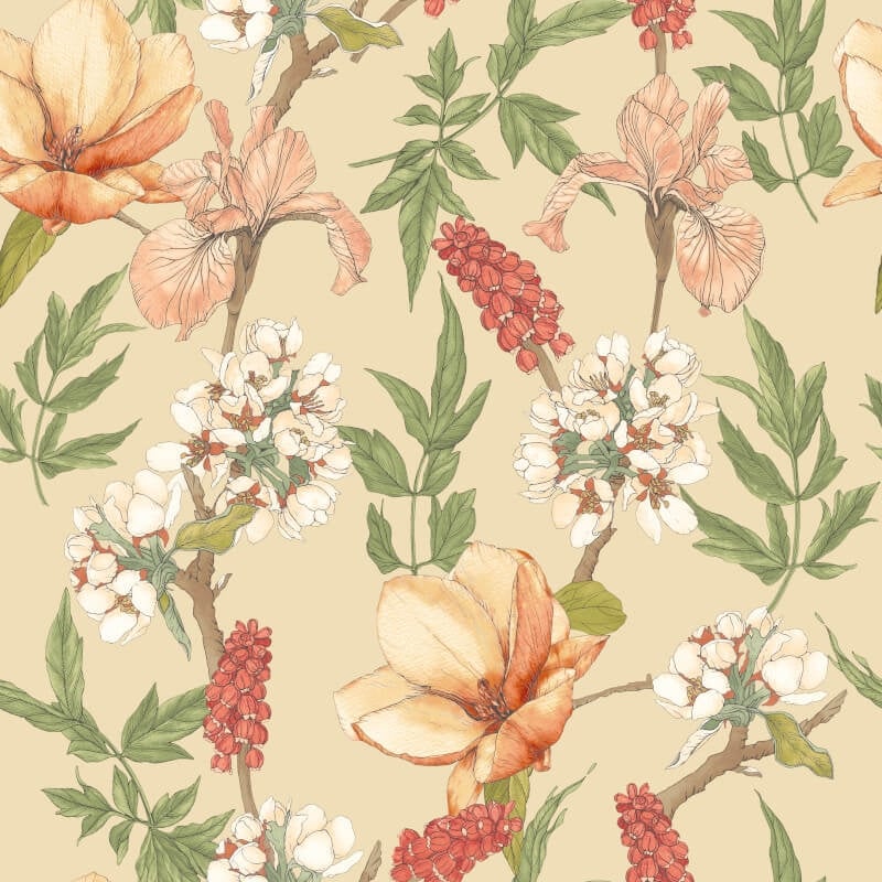 Orchid Bloom Wallpaper - Amber - Hoopla Walls - HWA1180W - Premier Wallcovering