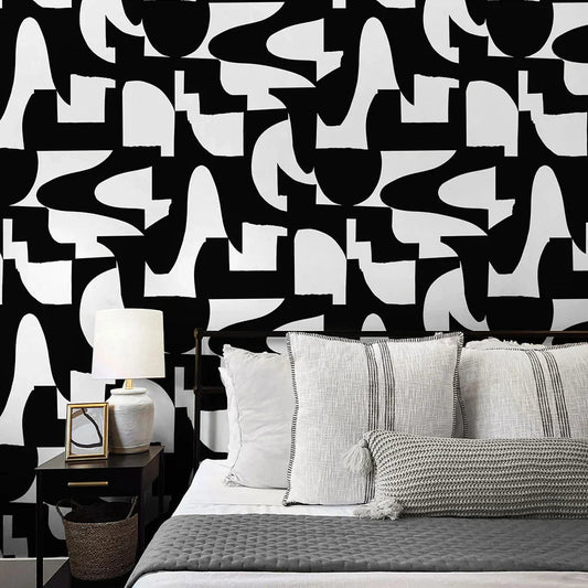 Organic Geometric Wallpaper - Ebony - NextWall - NW56500 - Premier Wallcovering