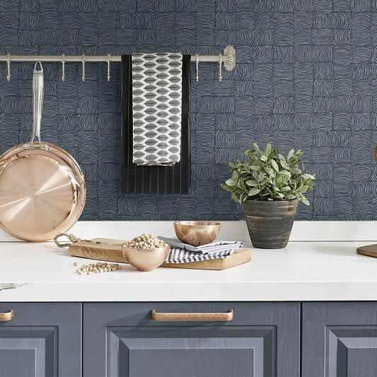 Organic Squares Wallpaper - Blue Denim - NextWall - NW55902 - Premier Wallcovering