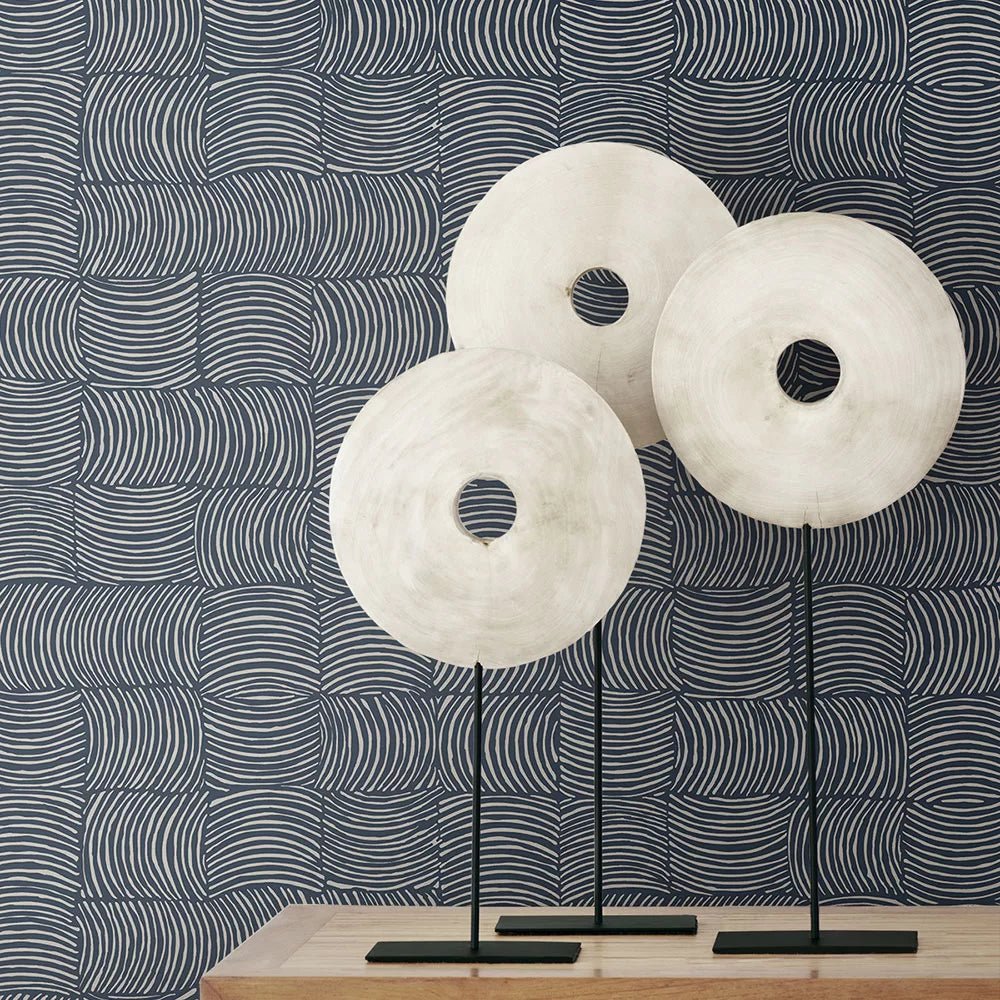 Organic Squares Wallpaper - Blue Denim - NextWall - NW55902 - Premier Wallcovering