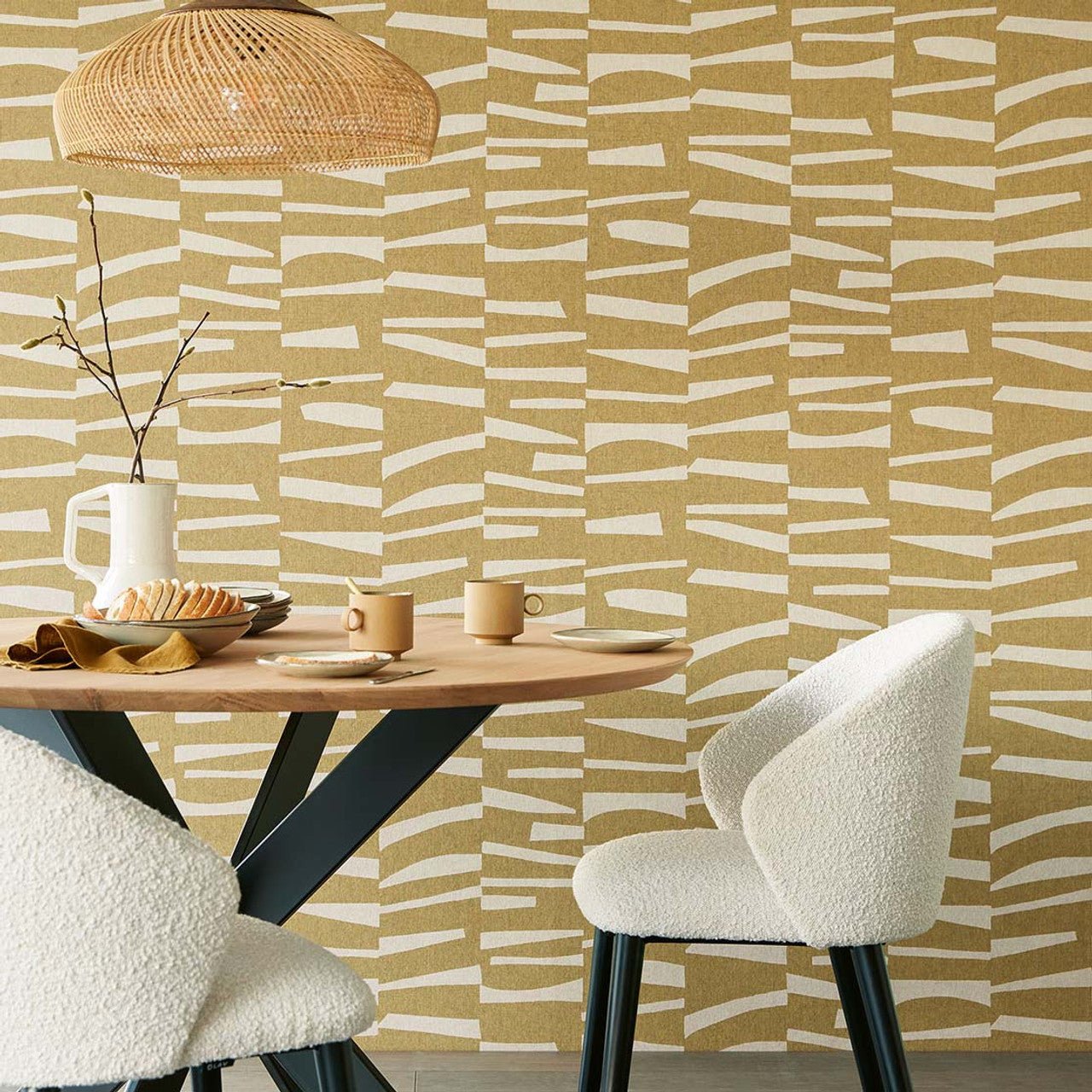 Organic Stack Twist Wallpaper - Gold - Eijffinger - 318024 - Premier Wallcovering