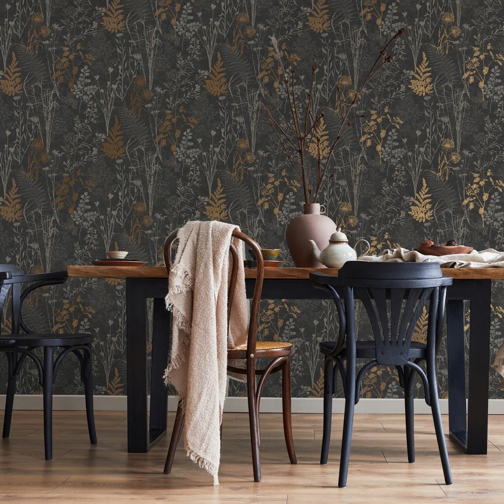 Organics Wallpaper - Black & Copper - Superfresco Easy - 120718 - Premier Wallcovering
