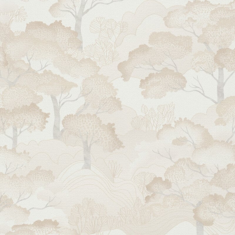 Oriental Trees Metallic Wallpaper - Cream/Silver - Elle Decoration - 10448 - 14 - Premier Wallcovering