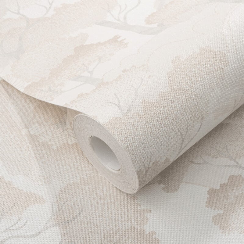 Oriental Trees Metallic Wallpaper - Cream/Silver - Elle Decoration - 10448 - 14 - Premier Wallcovering