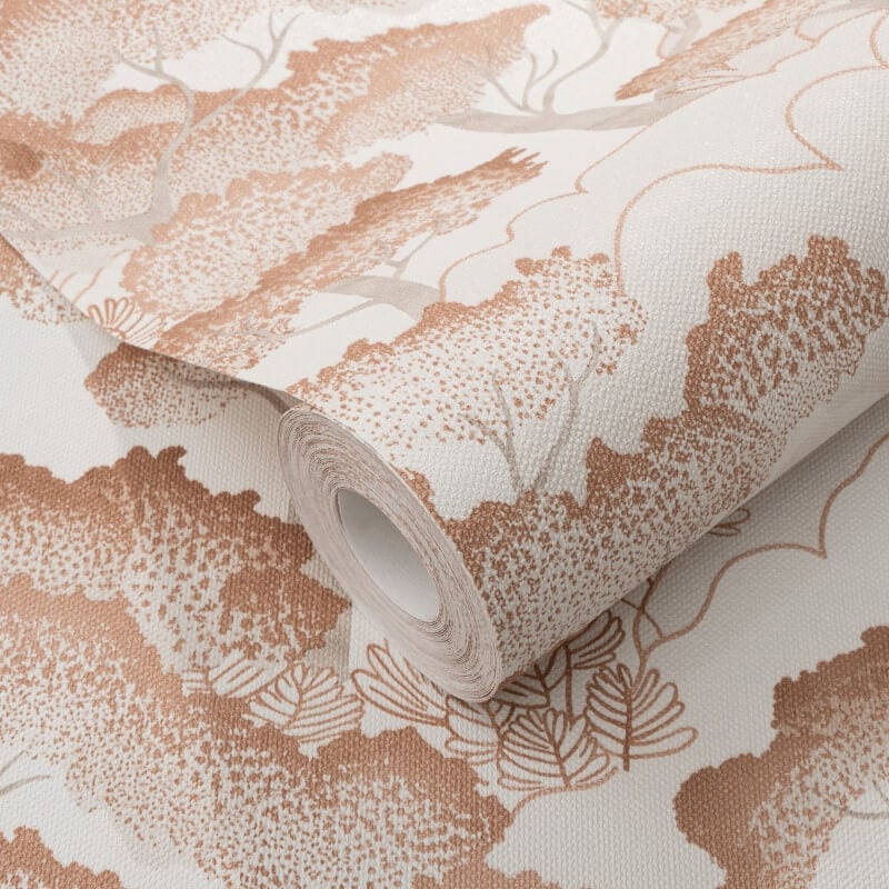 Oriental Trees Metallic Wallpaper - Beige/Silver - Elle Decoration - 10448 - 13 - Premier Wallcovering