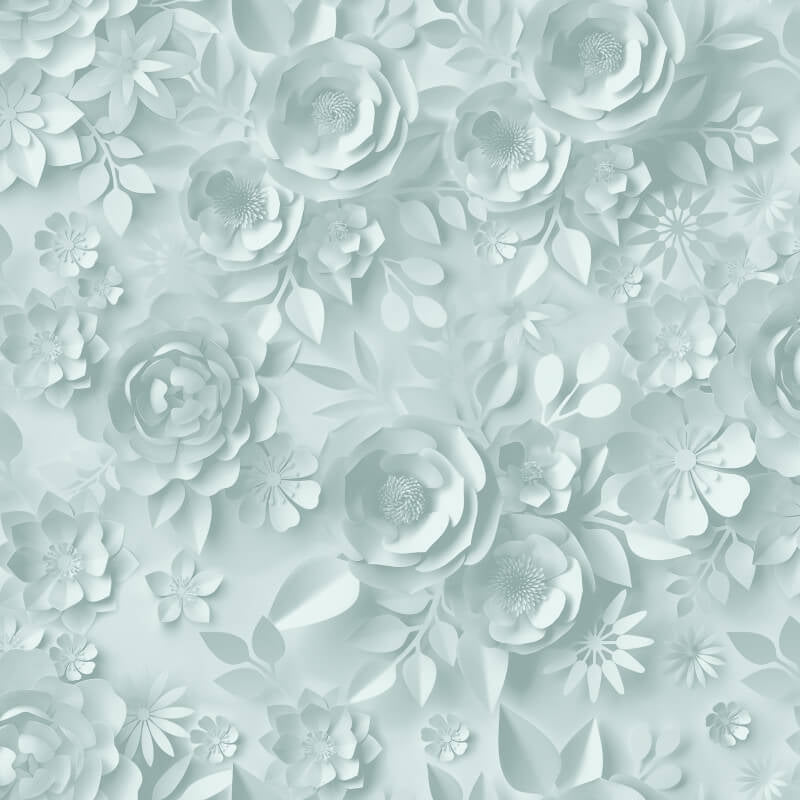 Origami Flowers Wallpaper - Duck Egg - Muriva - M44604 - Premier Wallcovering