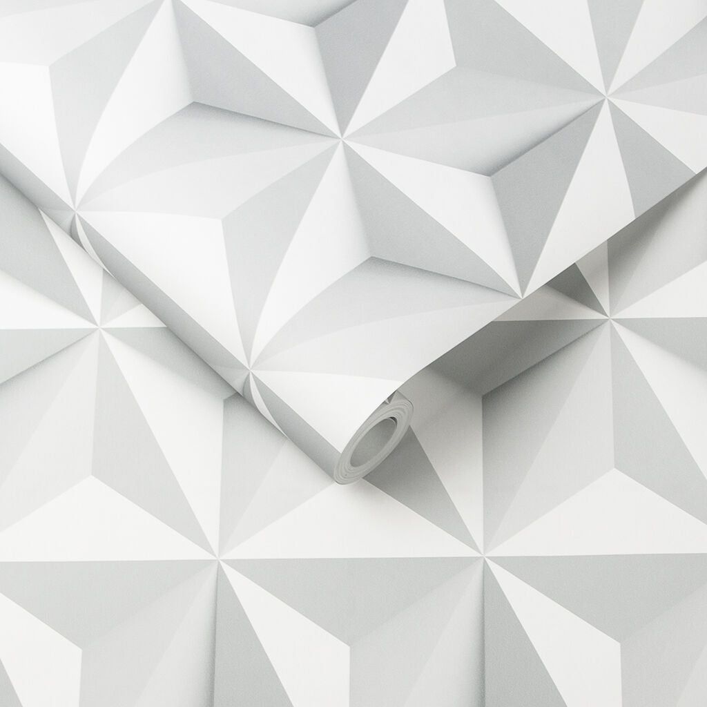 Origami Wallpaper - White - Graham & Brown - 102148 - Premier Wallcovering
