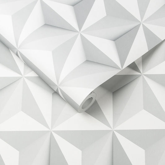 Origami Wallpaper - White - Graham & Brown - 102148 - Premier Wallcovering