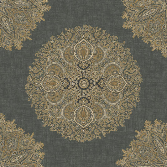Orissa Wallpaper - Ebony - Warner House - Premier Wallcovering