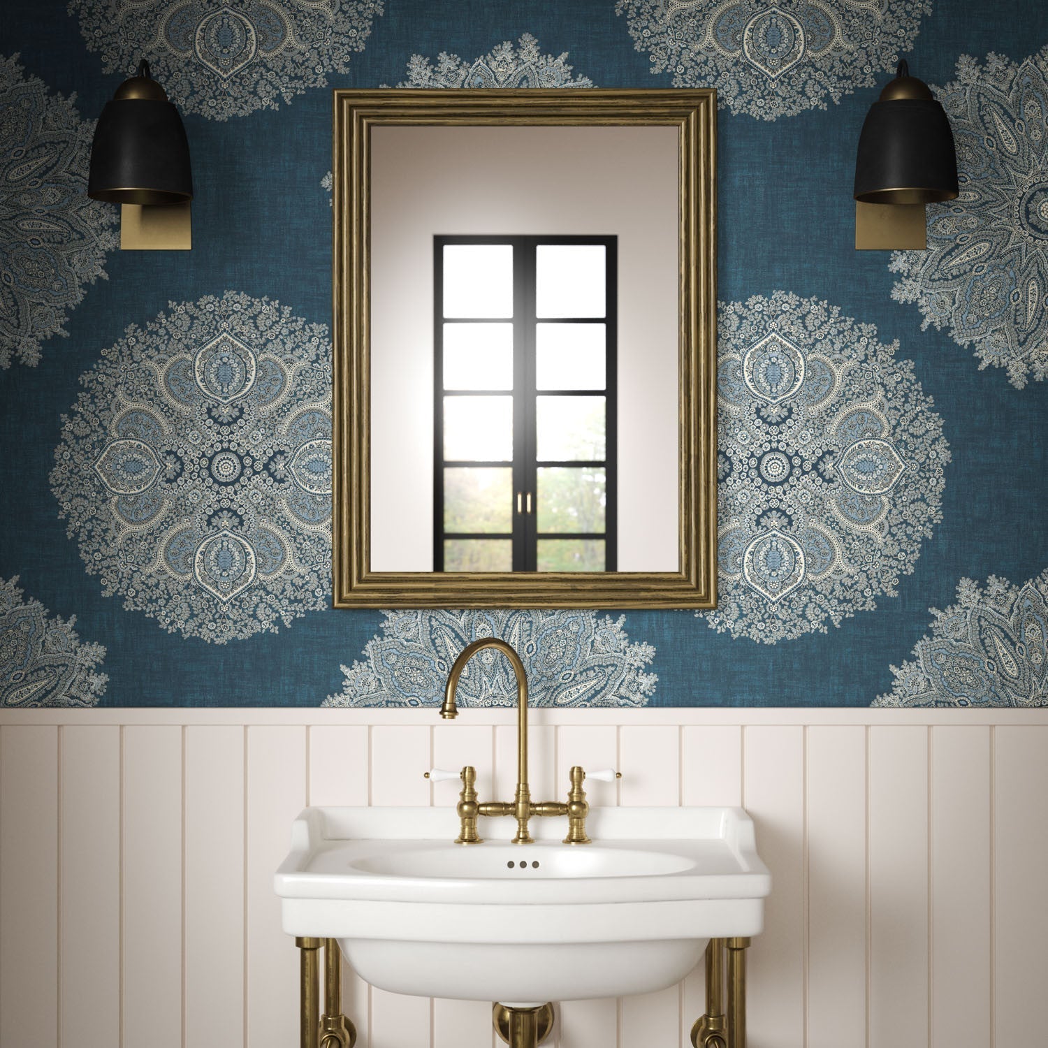 Orissa Wallpaper - Indigo - Warner House - Premier Wallcovering