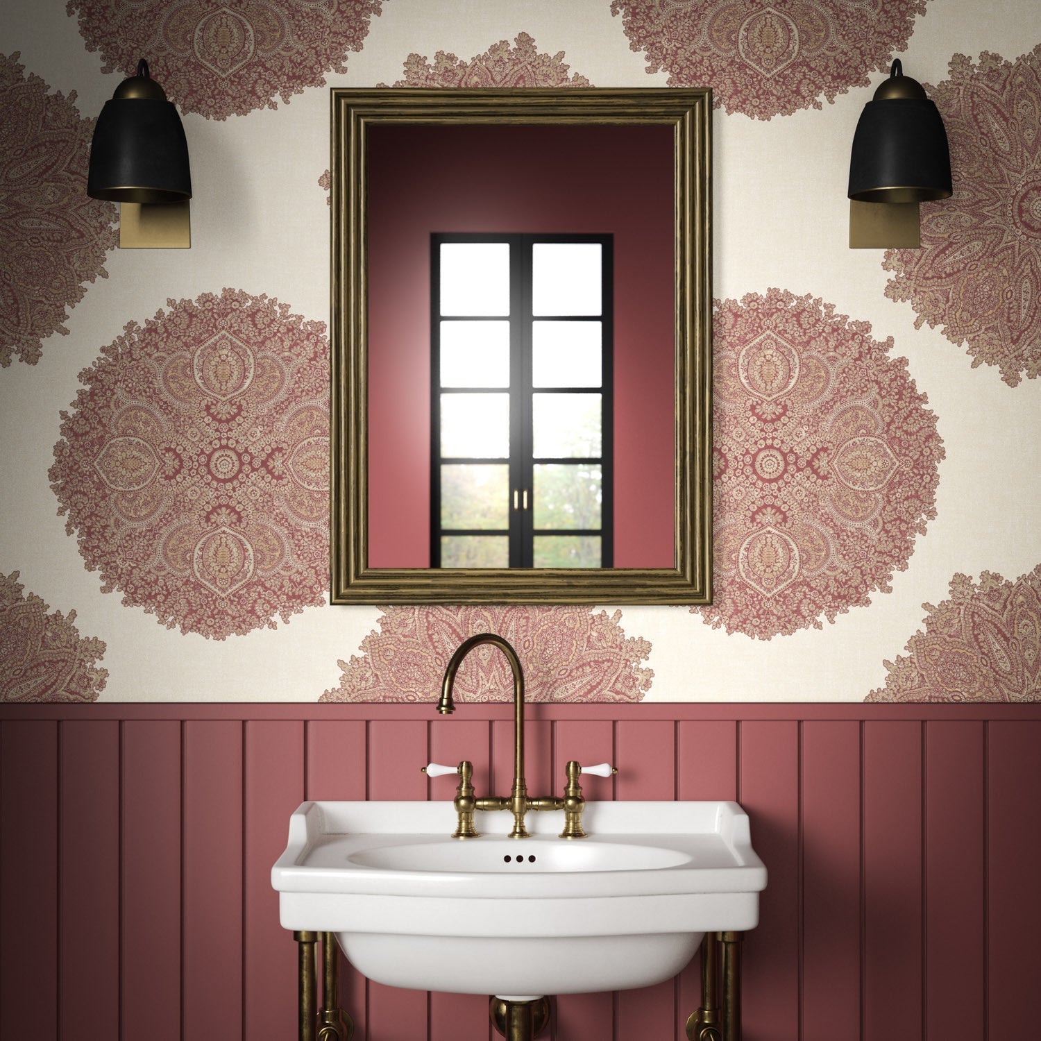 Orissa Wallpaper - Scarlet - Warner House - Premier Wallcovering