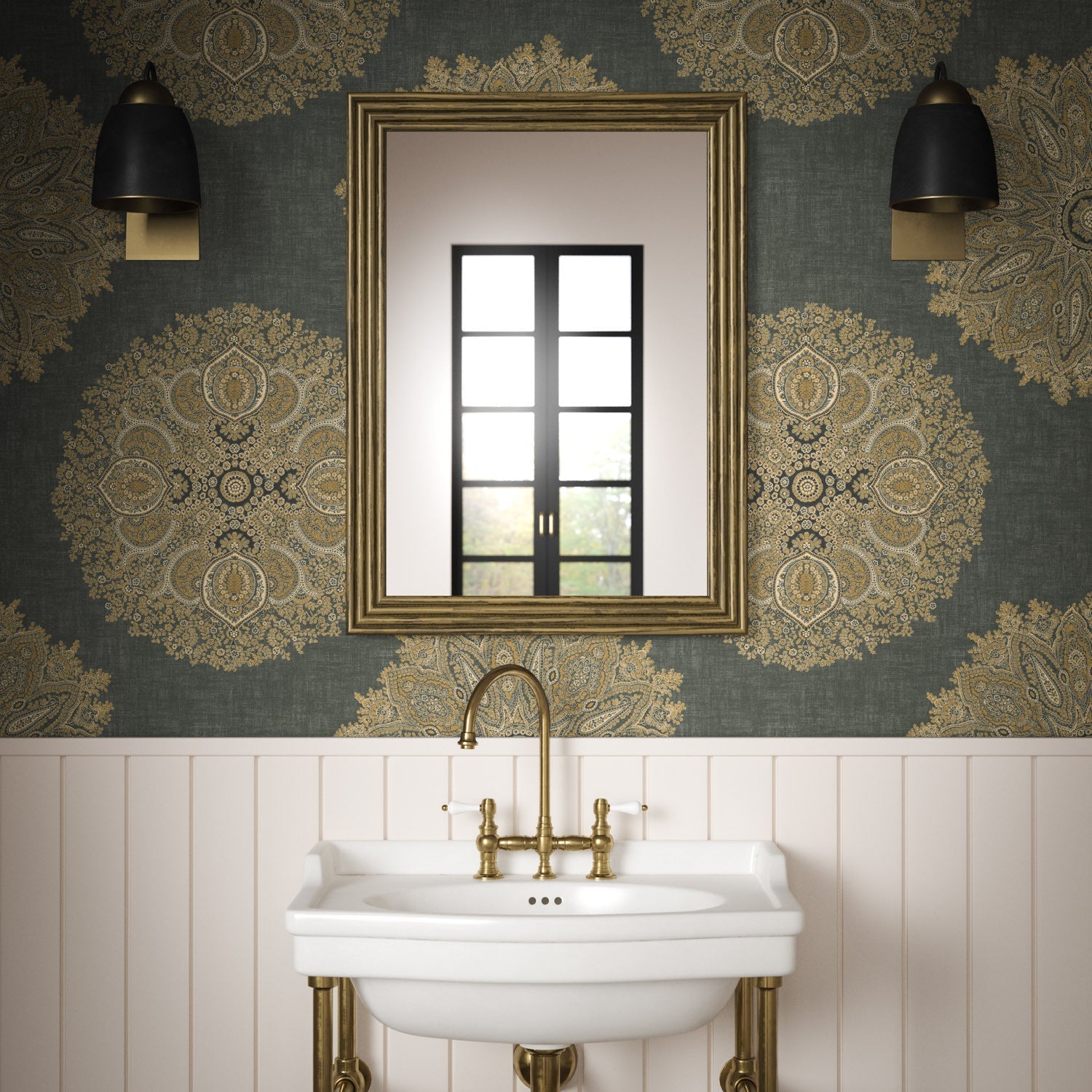 Orissa Wallpaper - Ebony - Warner House - Premier Wallcovering