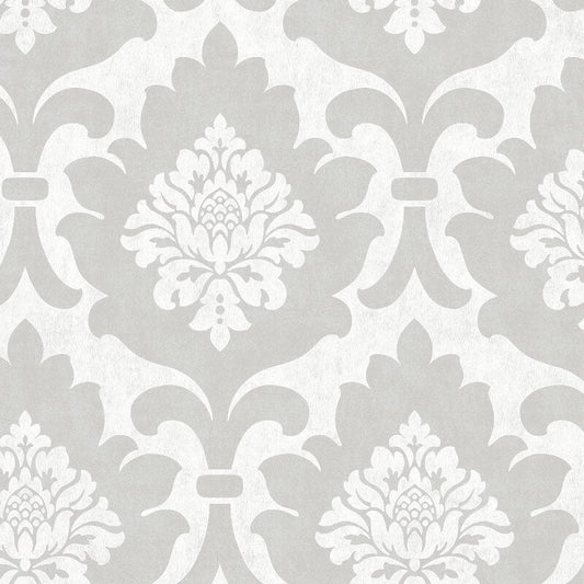 Osbourne Damask Wallpaper - Silver - SK Filson - DE41843 - Premier Wallcovering