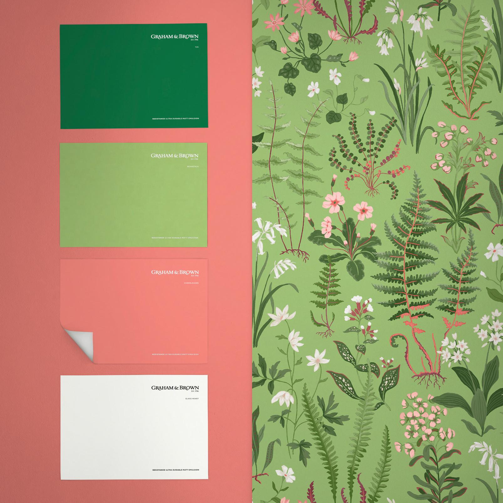 Oshibana Wallpaper - Green - Graham & Brown - 130316 - Premier Wallcovering