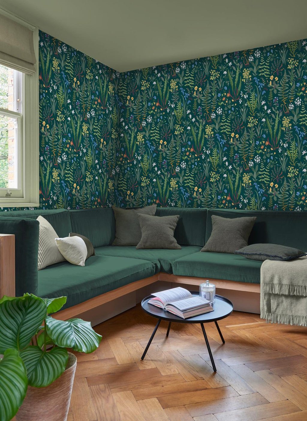 Oshibana Wallpaper - Navy & Green - Graham & Brown - 130314 - Premier Wallcovering