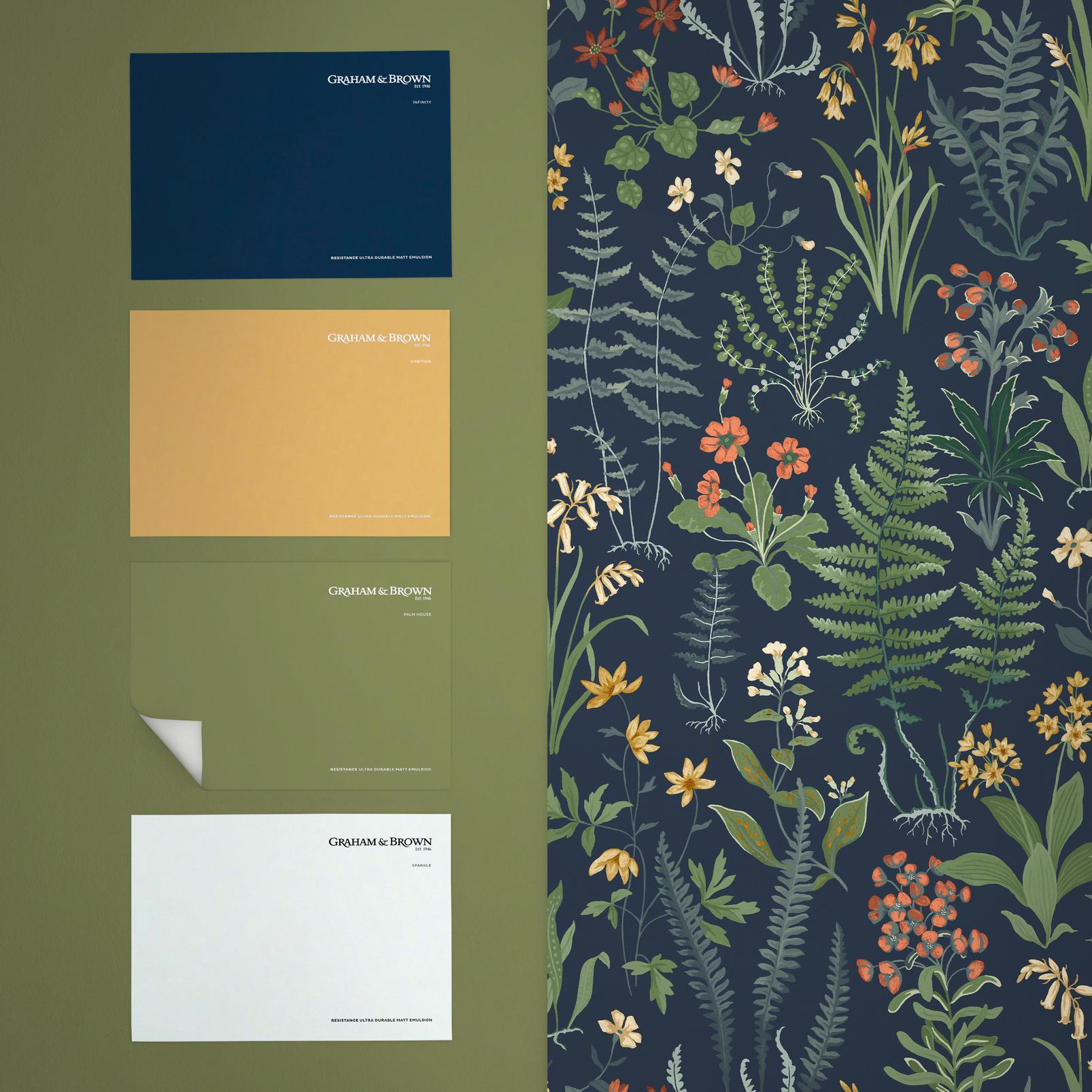 Oshibana Wallpaper - Blue - Graham & Brown - 130315 - Premier Wallcovering