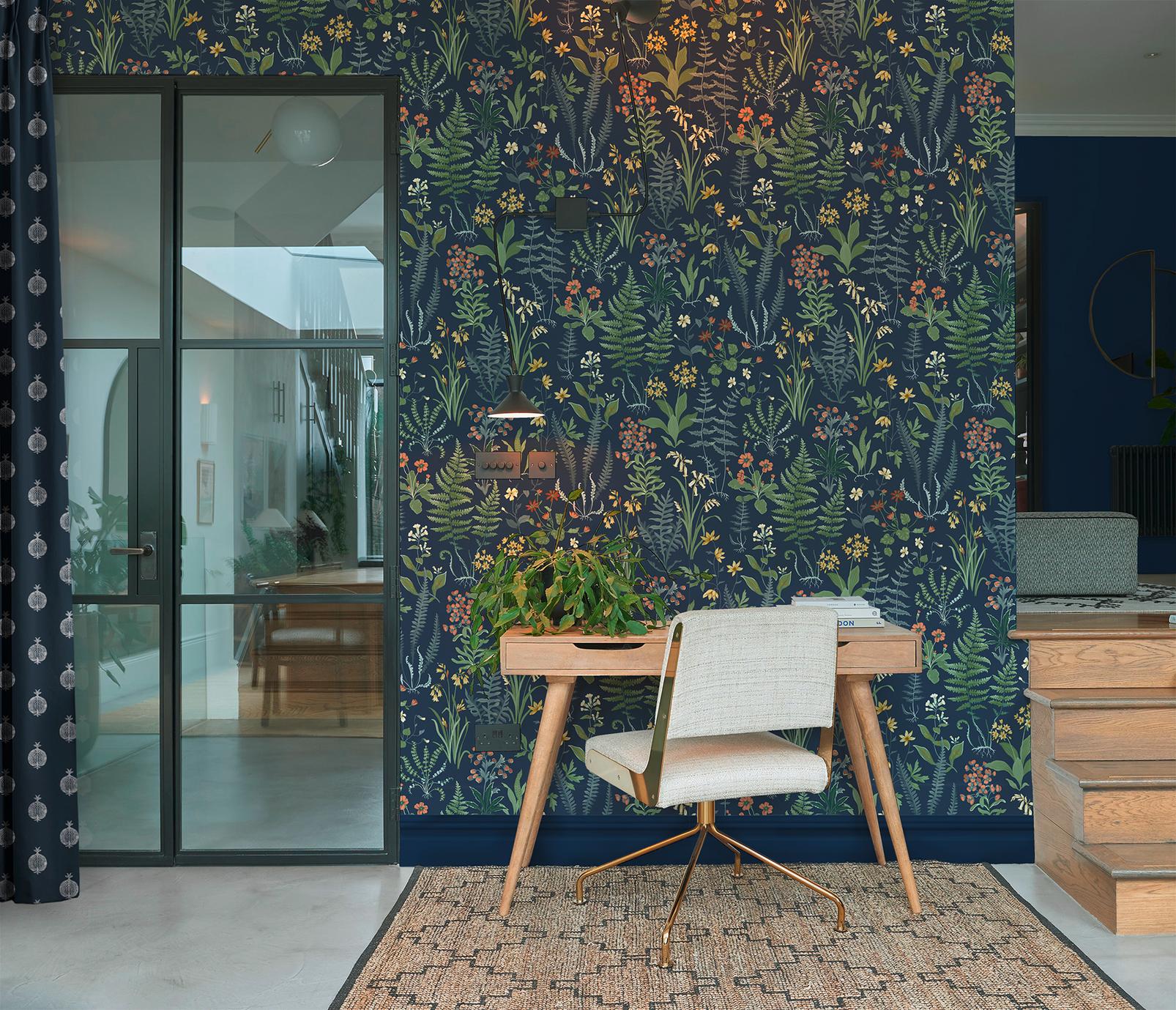 Oshibana Wallpaper - Blue - Graham & Brown - 130315 - Premier Wallcovering