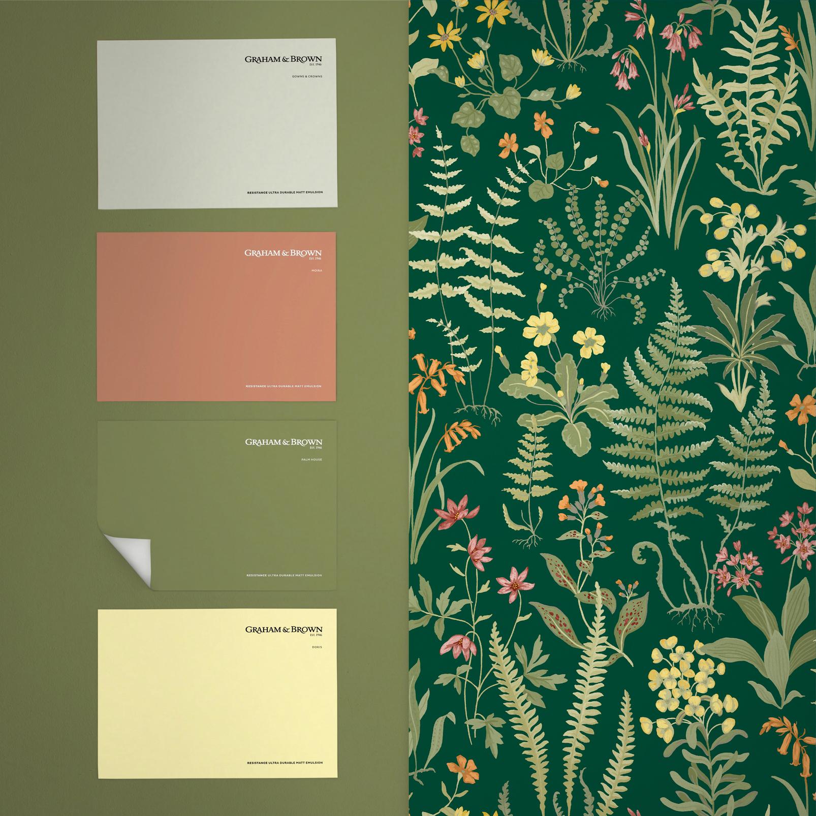 Oshibana Wallpaper - Emerald - Graham & Brown - 130313 - Premier Wallcovering