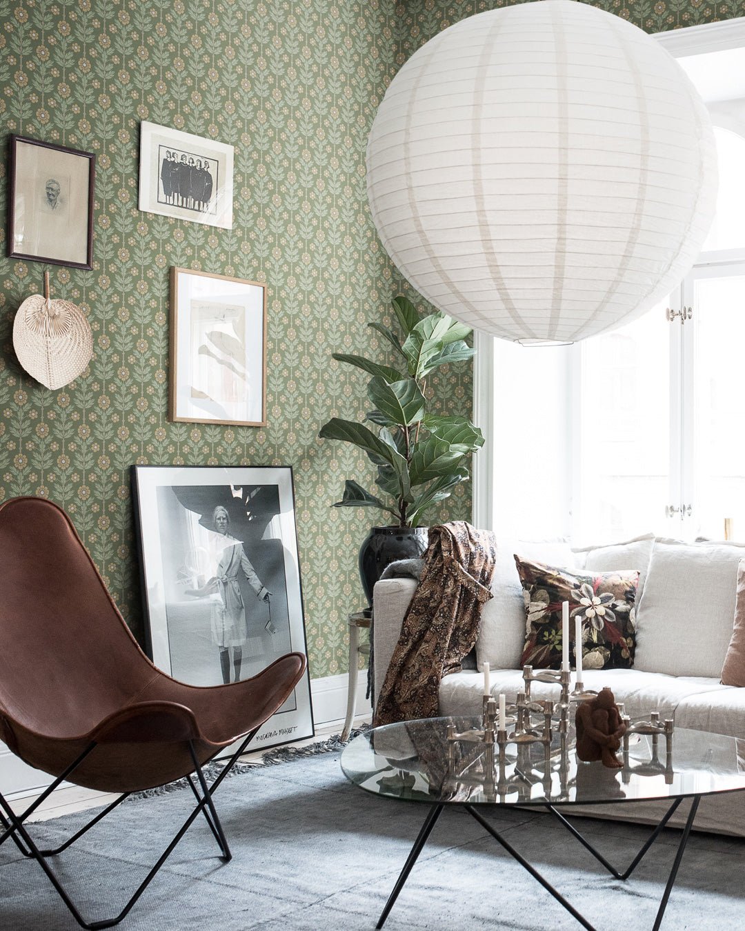 Othilia Wallpaper - Green - Midbec - 28009 - Premier Wallcovering