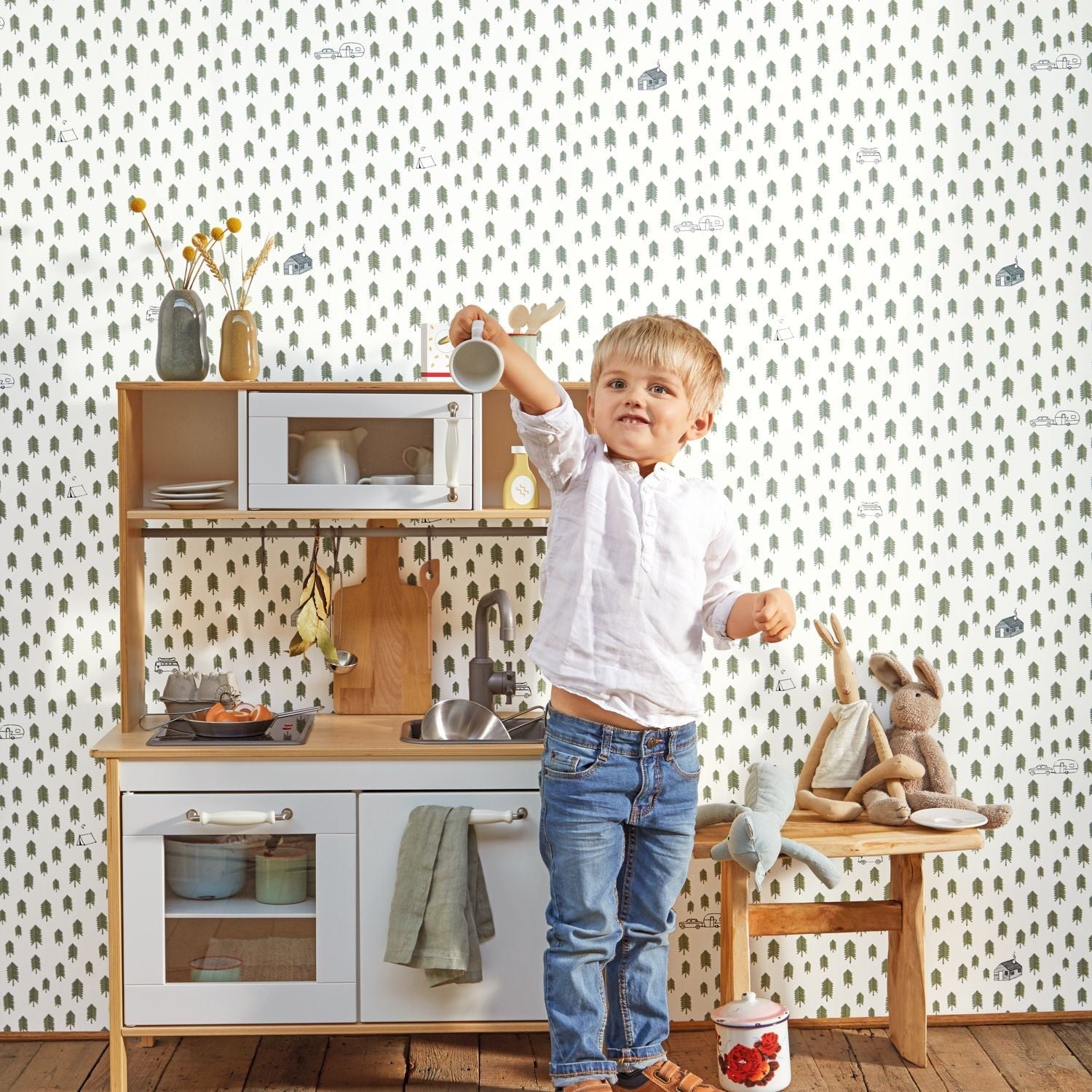 Our Planet Summer Camp Wallpaper - Vert Kaki - Caselio - 101977417 - Premier Wallcovering