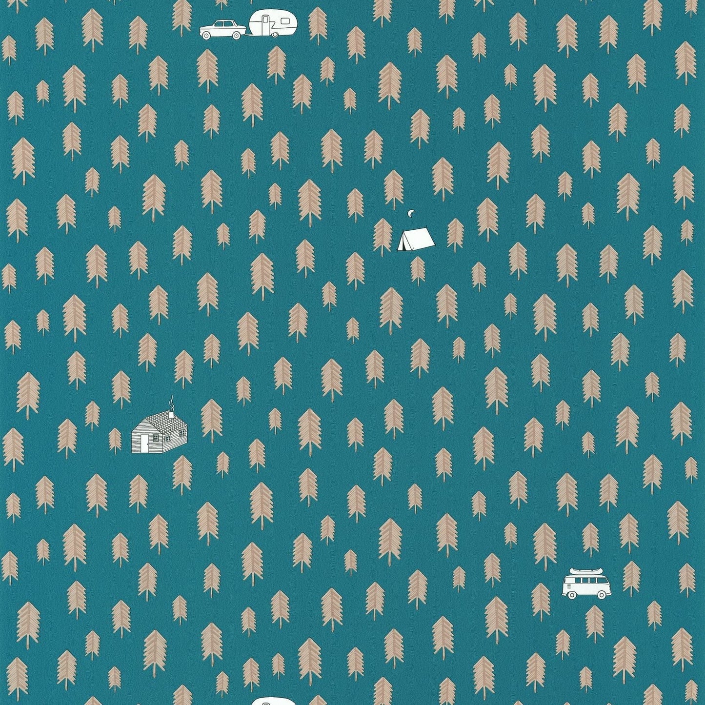 Our Planet Summer Camp Wallpaper - Bleu Jean - Caselio - 101976029 - Premier Wallcovering
