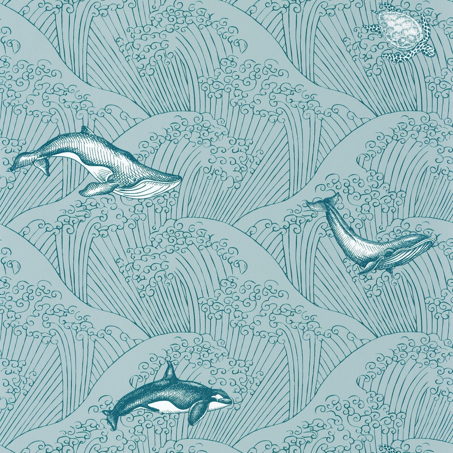 Our Planet Under The Sea Wallpaper - Vert D'eau - Caselio - 102017138 - Premier Wallcovering