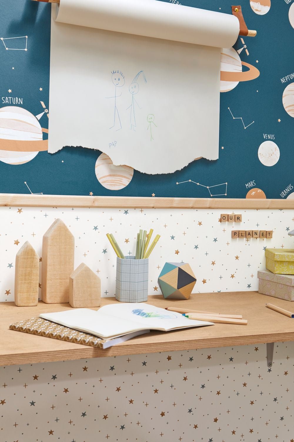 Our Planet Universe Wallpaper - Bleu Jean - Caselio - 101906011 - Premier Wallcovering