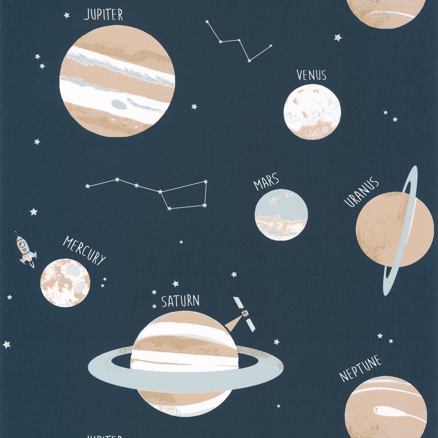 Our Planet Universe Wallpaper - Bleu Nuit - Caselio - 101906906 - Premier Wallcovering