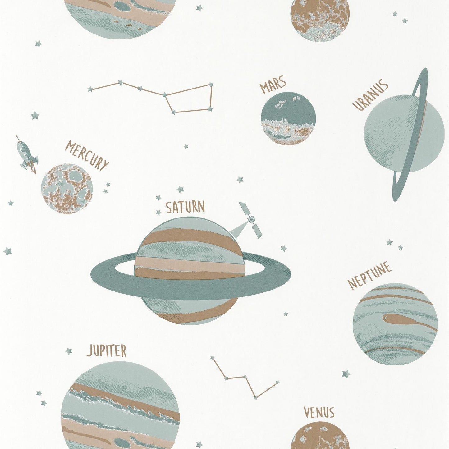 Our Planet Universe Wallpaper - Vert D'eau - Caselio - 101907102 - Premier Wallcovering