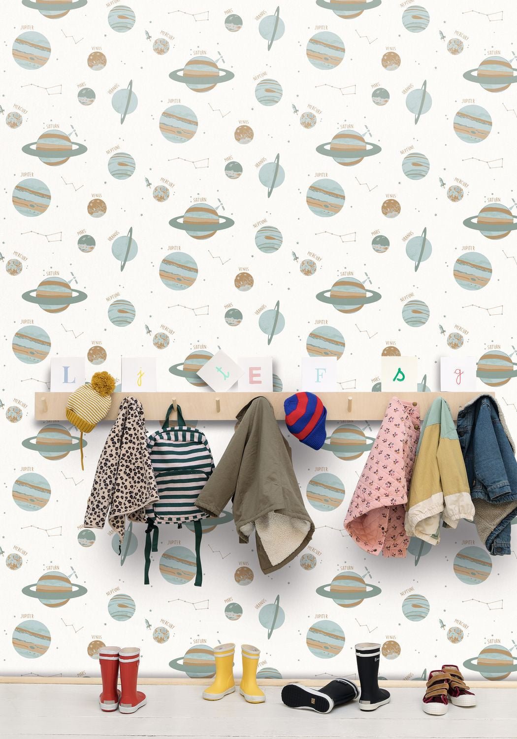 Our Planet Universe Wallpaper - Vert D'eau - Caselio - 101907102 - Premier Wallcovering