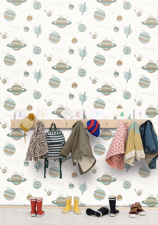 Our Planet Universe Wallpaper - Vert D'eau - Caselio - 101907102 - Premier Wallcovering