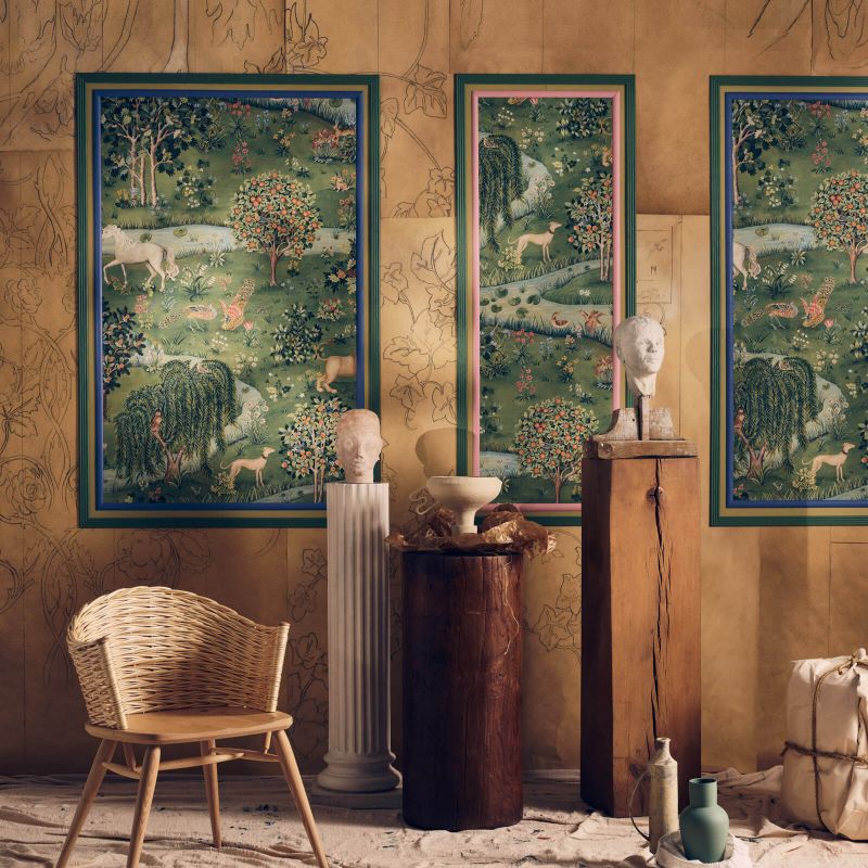 Owl & Willow Wallpaper - Bayleaf/Orange - 217055 - Morris & Co - Premier Wallcovering