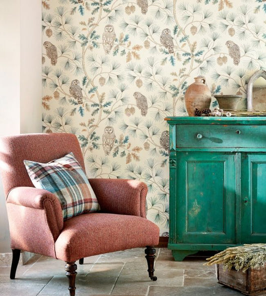 Owlswick Wallpaper - Teal - DYSI216595 - Sanderson - Premier Wallcovering