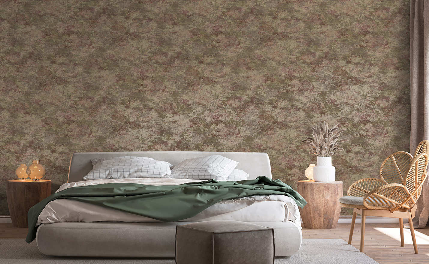 Ozbek Wallpaper - Maroon /Khaki - Holden Décor - 65903 - Premier Wallcovering