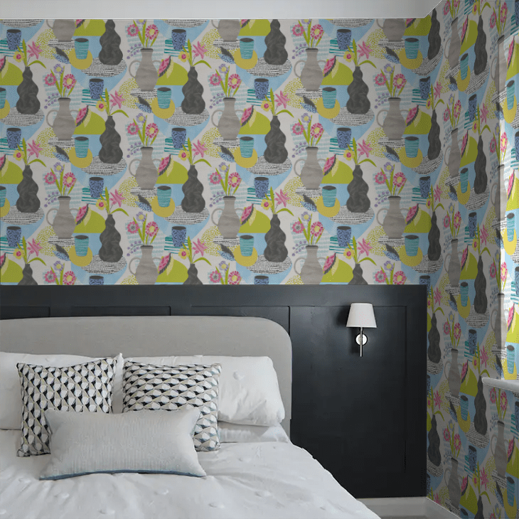 Pablo Wallpaper - Chartreuse & Fog - Ohpopsi - ABS50120W - Premier Wallcovering