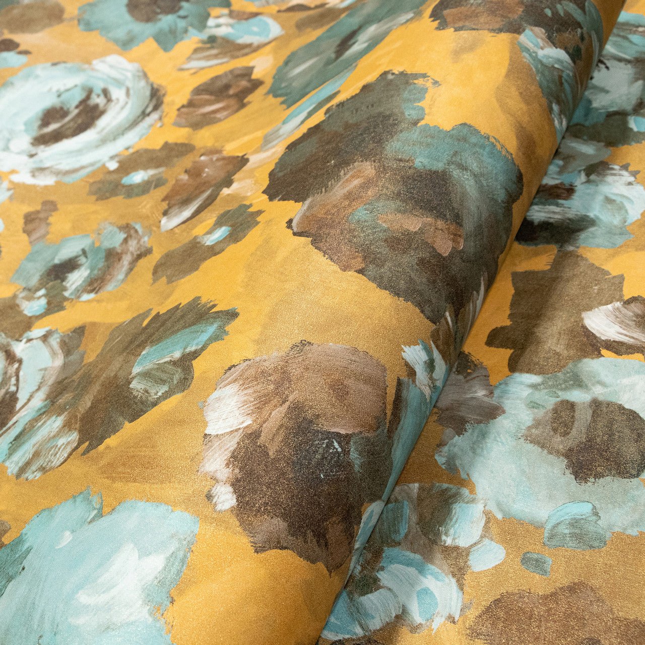Paeonia Julie Feels Home Wallpaper - Teal/ Gold - Hohenberger - 26905 - Premier Wallcovering