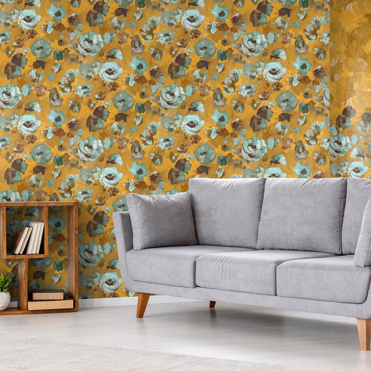 Paeonia Julie Feels Home Wallpaper - Teal/ Gold - Hohenberger - 26905 - Premier Wallcovering